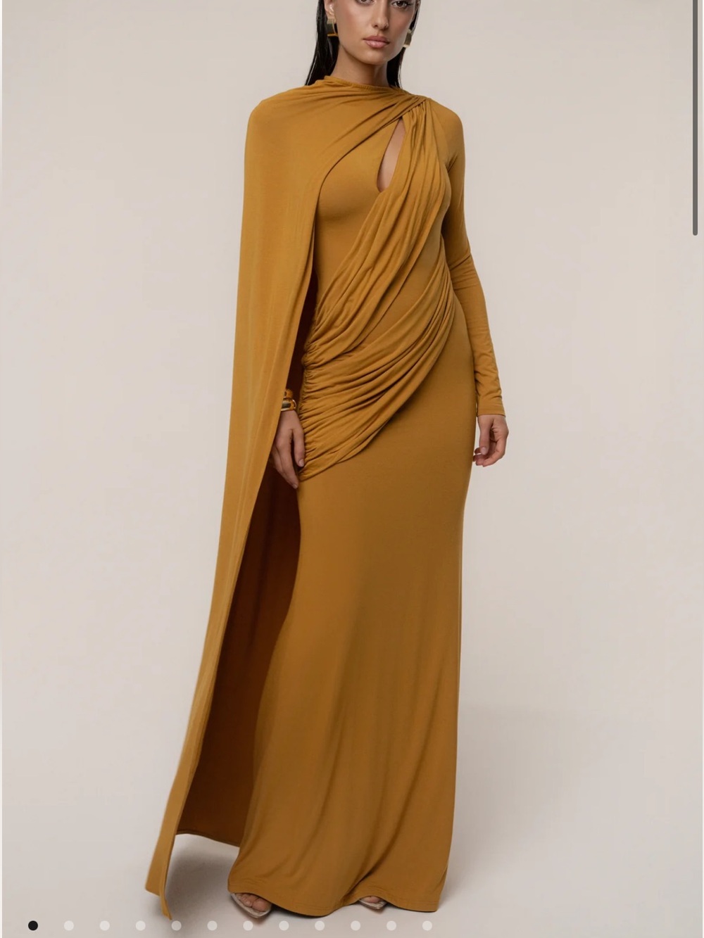 Jlux label $145 (current) Elegant Draped Cape Gown in Mustard